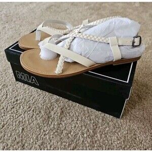 MIA Vaeda Womens Bone Sandal Braided Strappy Size 10 US Off-white NEW $49